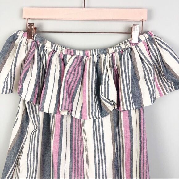 EASEL | Off the Shoulder Vertical Stripe Dress Women’s Size Medium - Picture 3 of 9